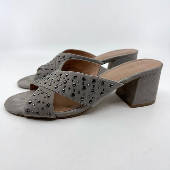 Halogen Fable Studded Slide Sandals Block Heel Open Toe Grey Womens Size US 9.5 - Picture 5 of 8
